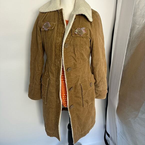 American Eagle Outfitters Unique Brown sherpa Trench Barn Coat Small - Picture 2 of 13